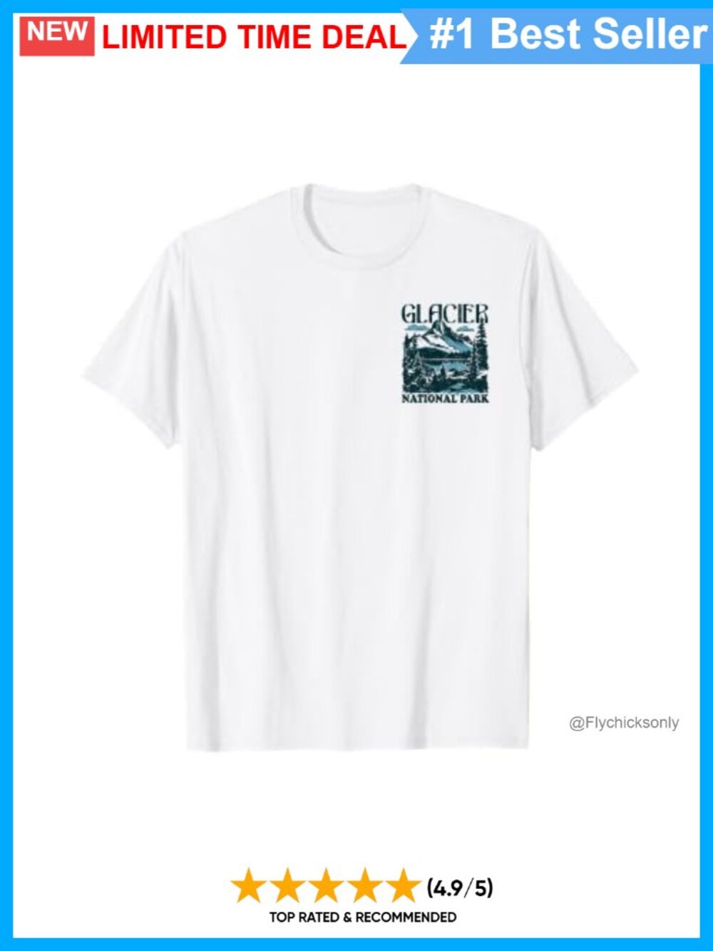 Glacier National Park Souvenir T-Shirt Classic Fit Short Sleeve